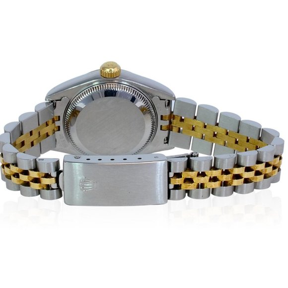 ROLEX DATEJUST SILVER ROMAN DIAL 18KY FLUTED JUBILEE TWO-TONE 26 MM WATCH 69173 - Picture 5 of 8